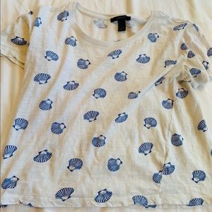White and Blue Shell Cute Shirt